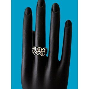 Brighton Vintage Sterling Silve Wave Floral Design Band Ring Size 8